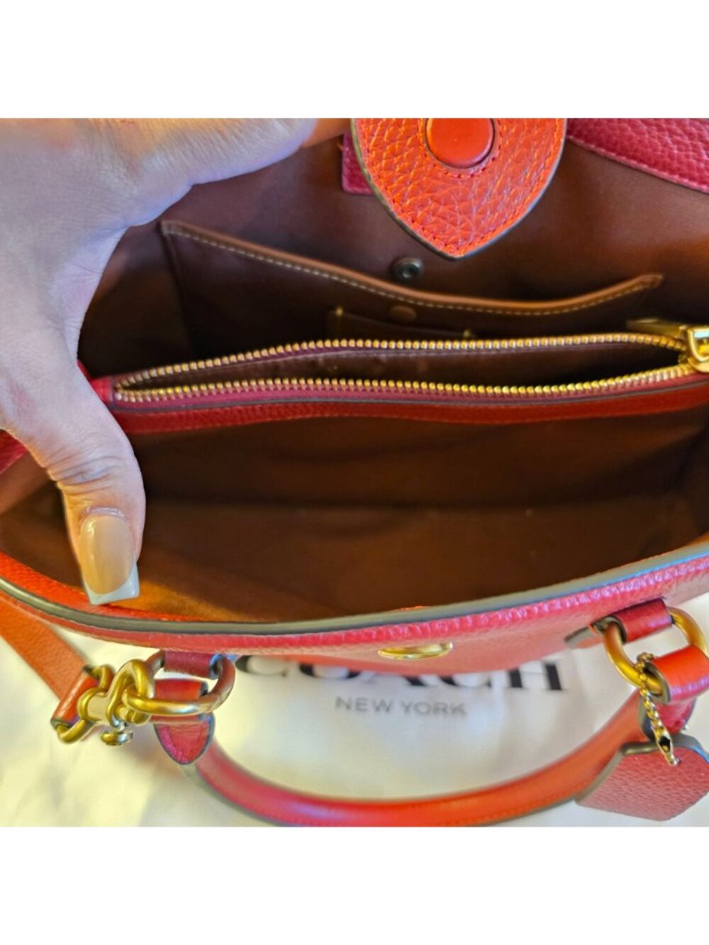 Coach Legacy Medium Carryall 28 Red Pebbled Leather Satchel Crossbody Bag - Picture 9 of 16